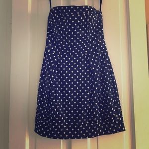 French Connection navy & white strapless mini