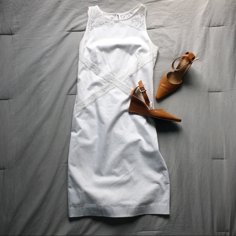 White Eva Mendes for NY&Co Dress with Lace Accents