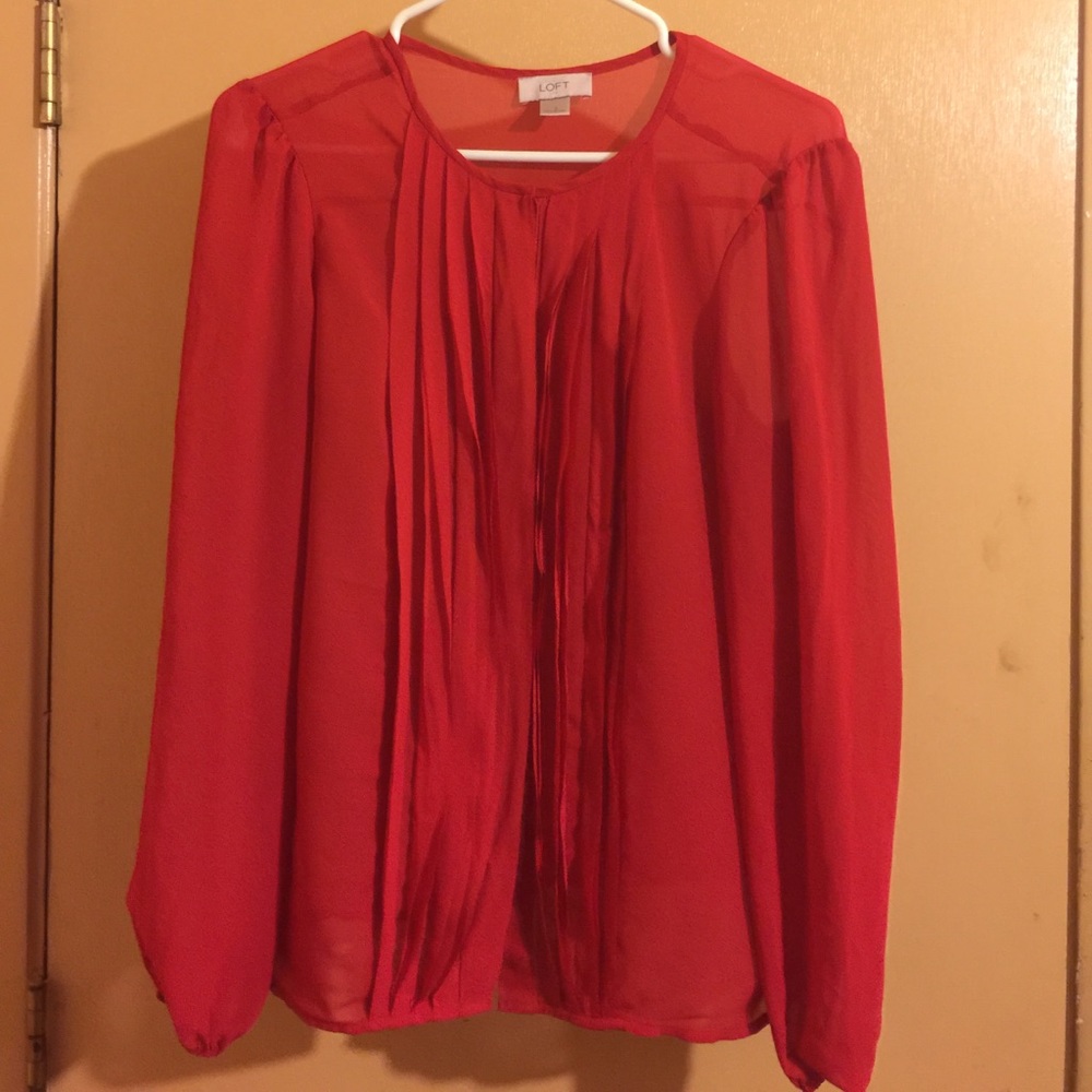 Ann Taylor Loft sheer red blouse
