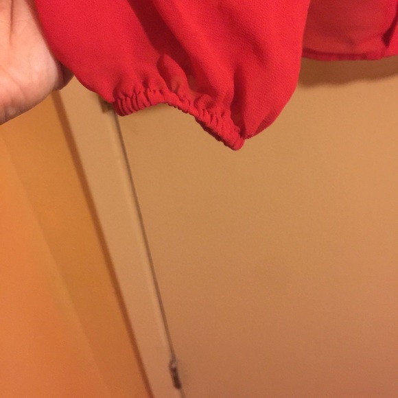 Ann Taylor Loft sheer red blouse - Picture 2 of 6