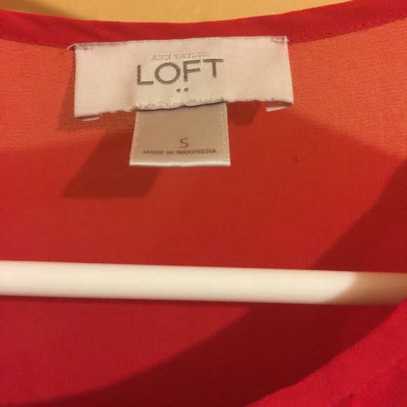 Ann Taylor Loft sheer red blouse - Picture 3 of 6