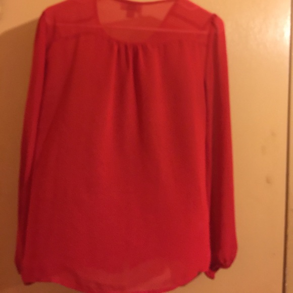 Ann Taylor Loft sheer red blouse - Picture 5 of 6
