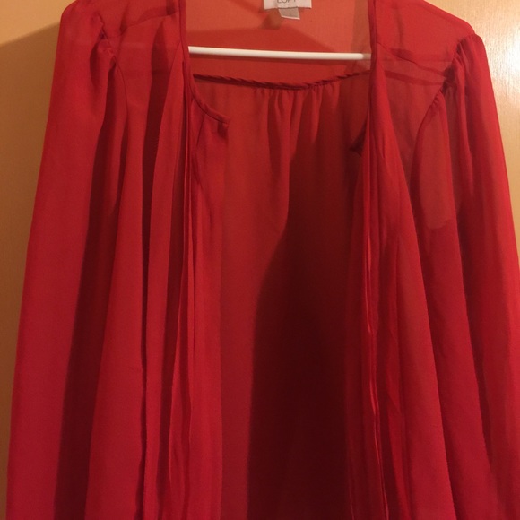 Ann Taylor Loft sheer red blouse - Picture 6 of 6