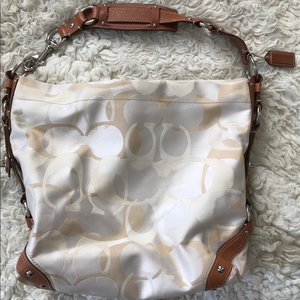 Authentic Coach white/cream Jaquard Hobo, new