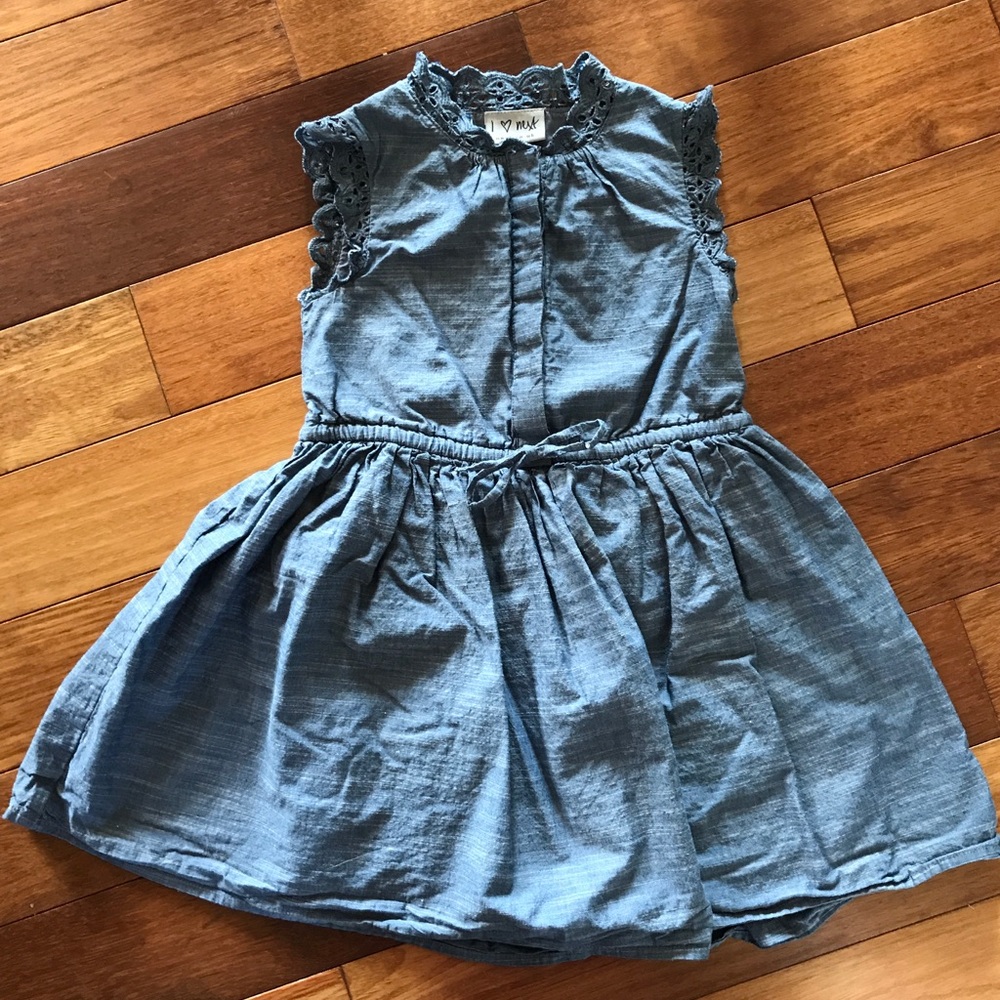 Girls Denim eyelet dress