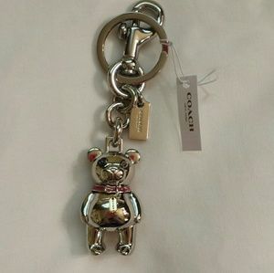 COACH Silver Bear Bag Charm Fob NWT