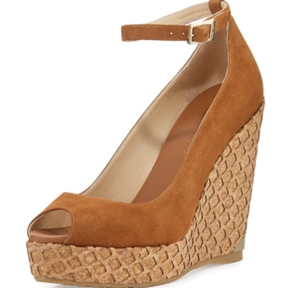 Jimmy Choo peep toe suede wedge