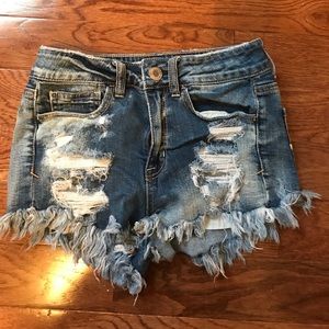 Ripped jean shorts