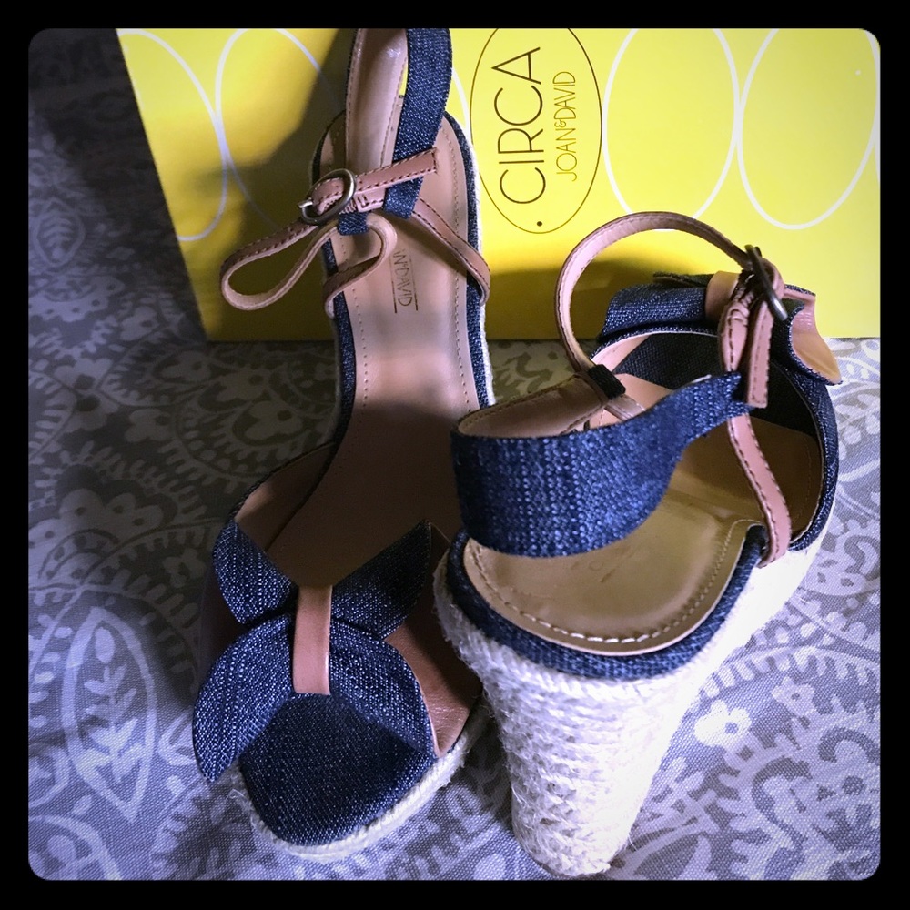 81/2 denim and tan wedge