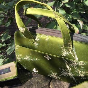 Green silk bag with sandals!
