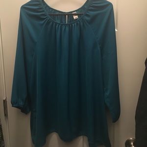 Teal silky blouse