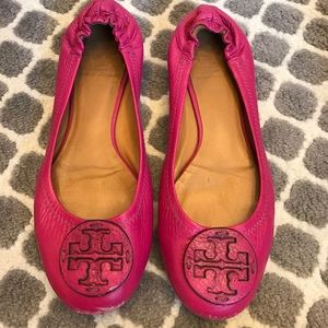 Raspberry Tory Burch ballet flats