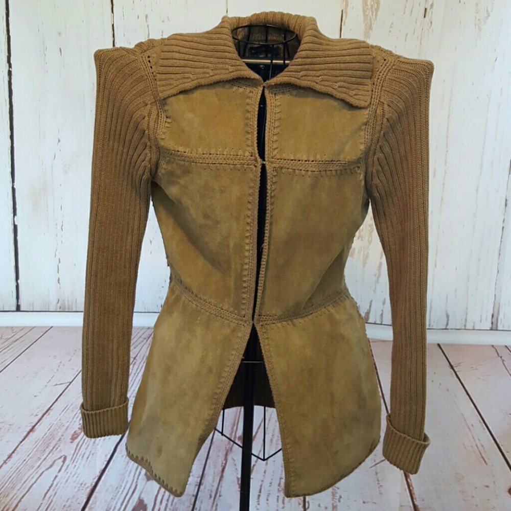 SALE! Banana Republic Leather & Cotton Sweatercoat