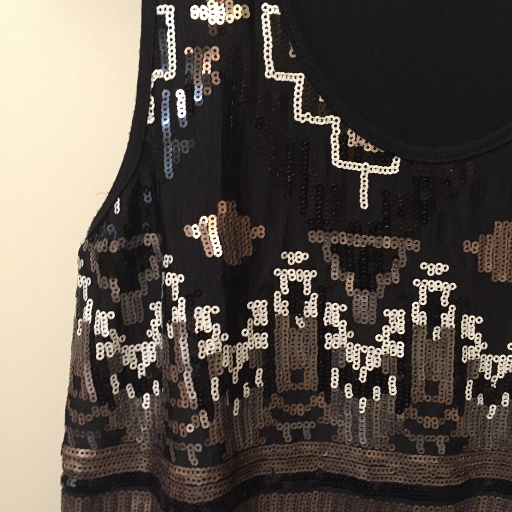 Black & Gold Sequin Charming Charlie Tank Top