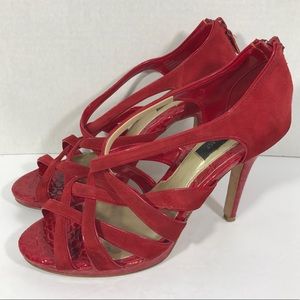 White House Black Market Red Strappy high heels