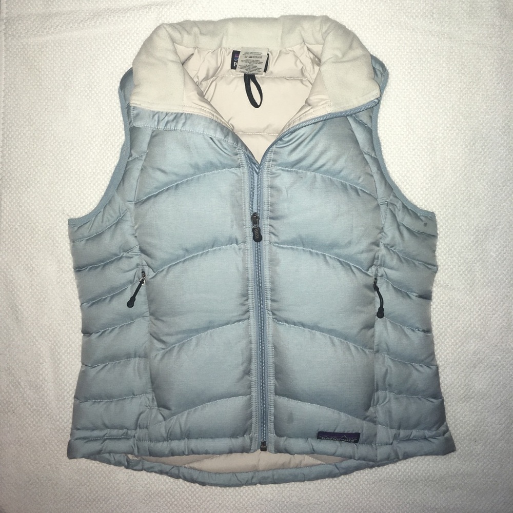 Patagonia light blue women's puffer vest