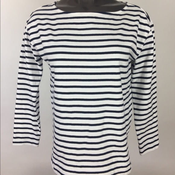 Everlane Sweaters - Everlane Navy Striped Cotton Casual Sweater