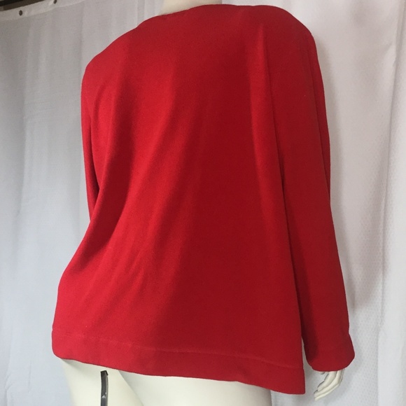 Comfy oversized Soft Red Fuzzy Velour Sweatshirt - Picture 3 of 6