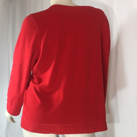 Comfy oversized Soft Red Fuzzy Velour Sweatshirt - Picture 4 of 6