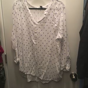 White and blue gauze blouse