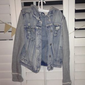 Denim Jacket With Grey Sleeves