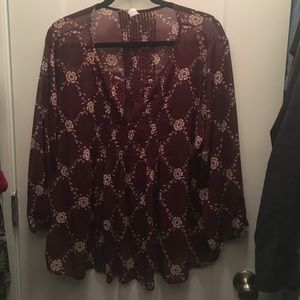 Burgundy floral blouse