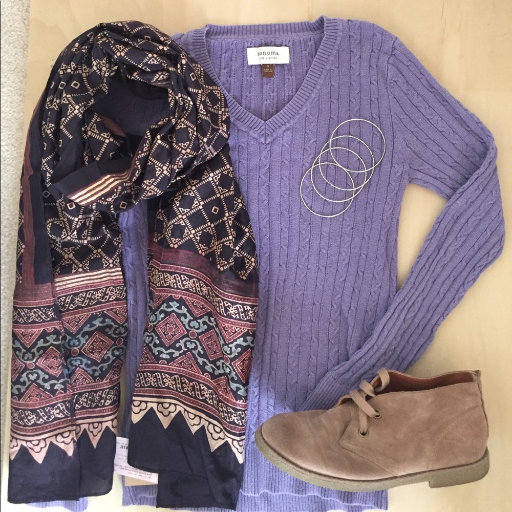Purple Cable Knit Sweater
