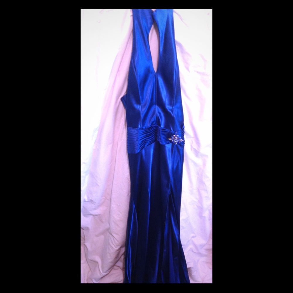 A Royals Blue halter formal dress
