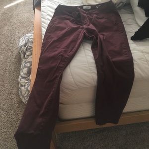 Burgundy skinny khakis