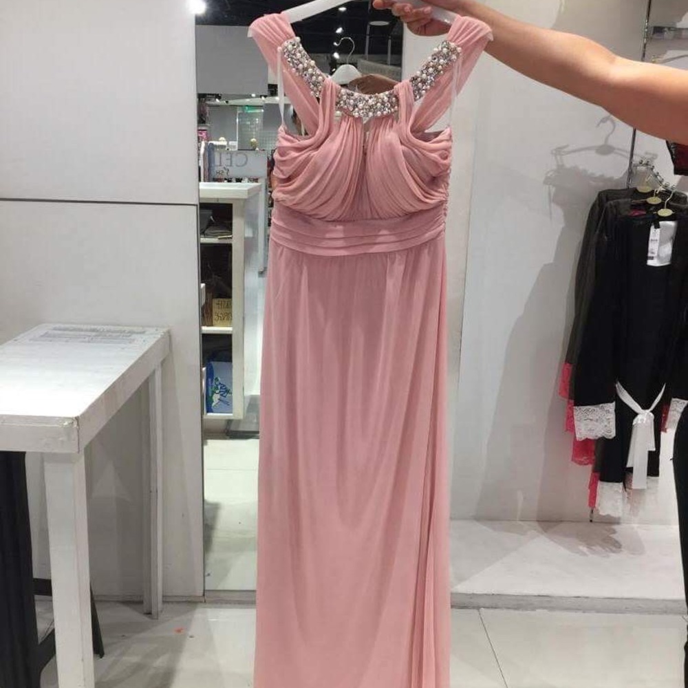 BEAUTIFUL Blush Pink Gown with Rhinestones/ Pearls