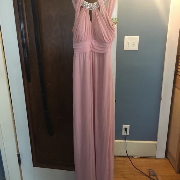 BEAUTIFUL Blush Pink Gown with Rhinestones/ Pearls - Picture 2 of 5