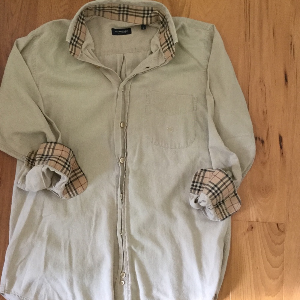 Was $55-REDUCED Burberry Tan Button Down GUC!
