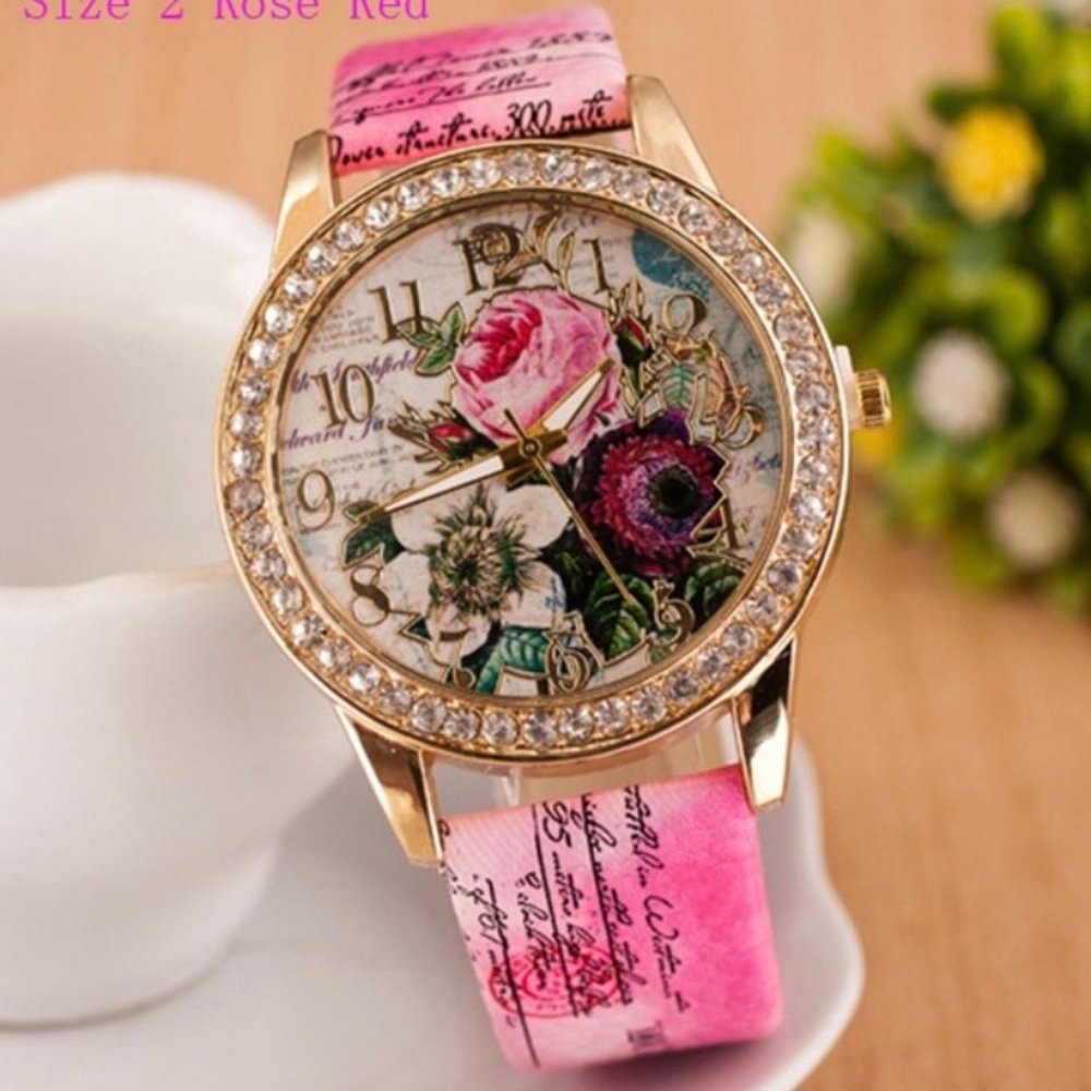 Women watch ⌚️ Pink with Flowers 🌺 🌺