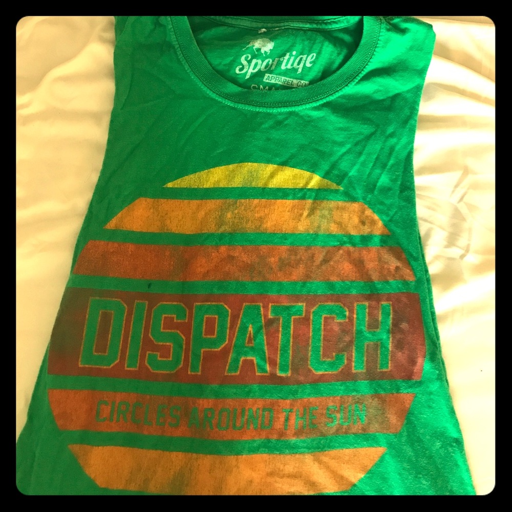 Dispatch green ringer tee with colourful visual!