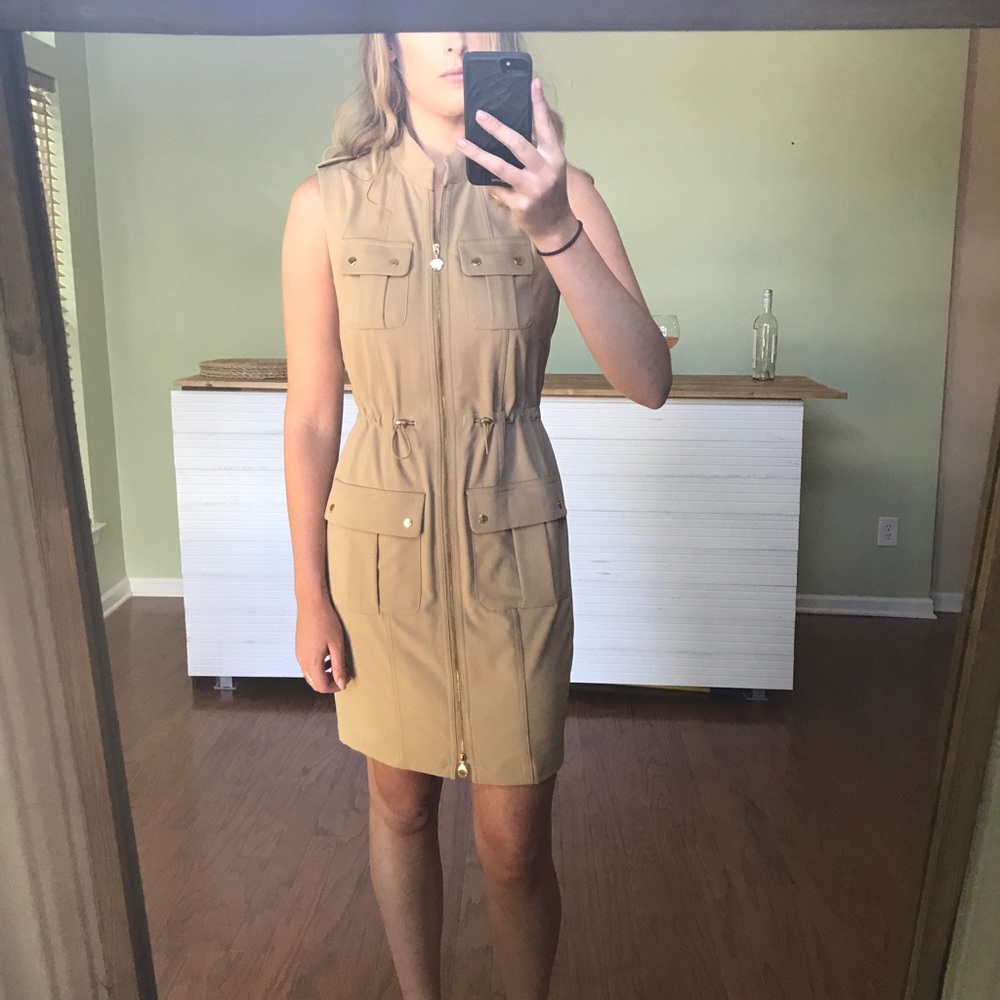 Tan Zip-up Dress