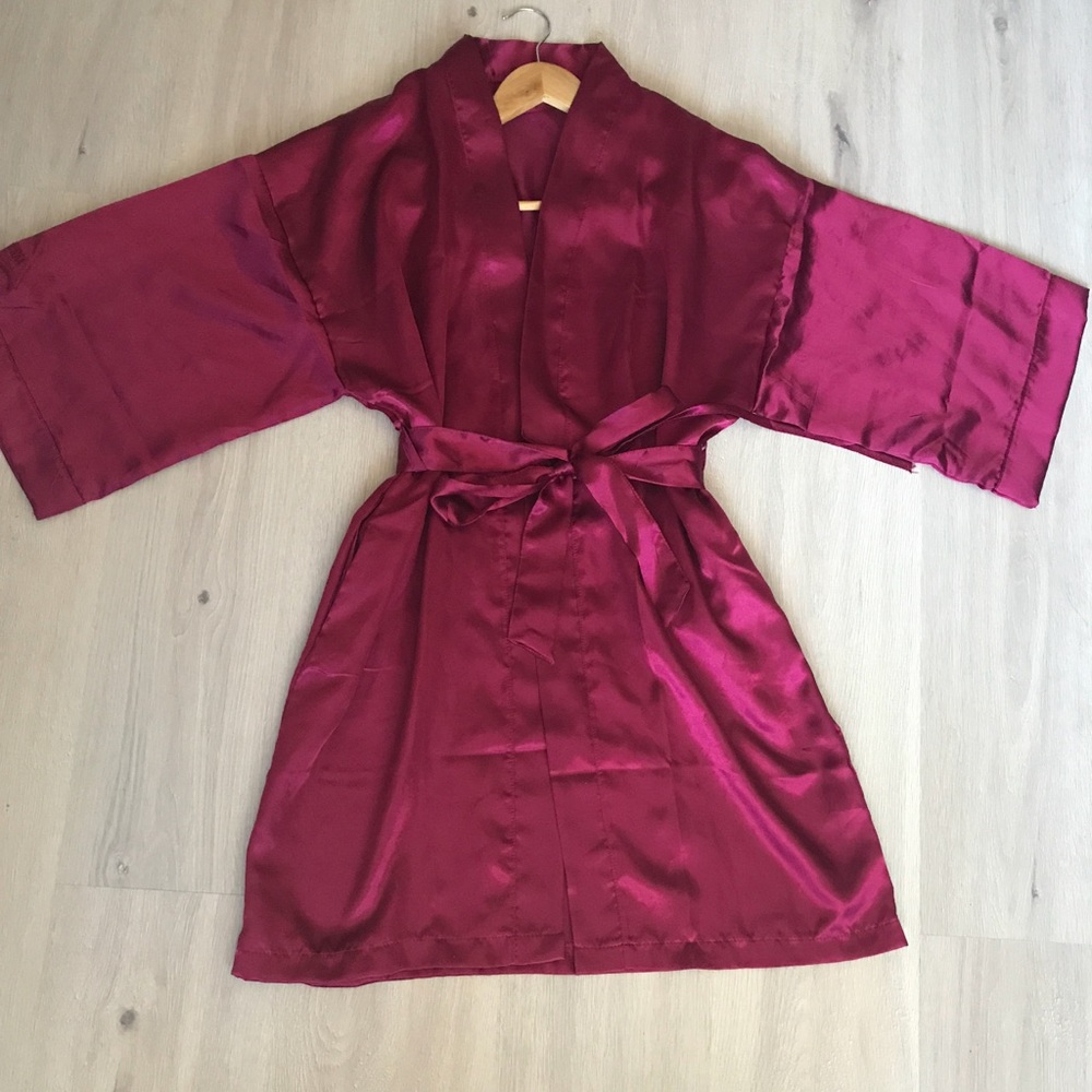 Satin robe wine red