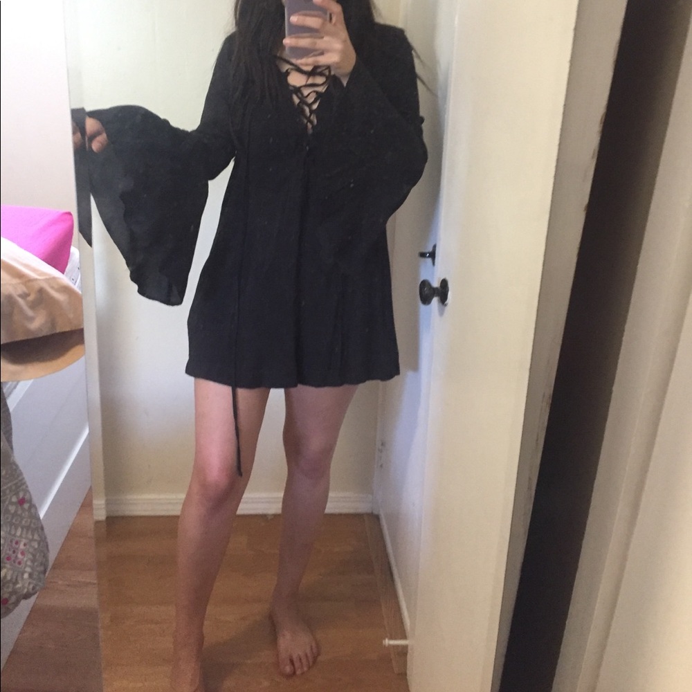 Lace up Bell sleeve dress final price