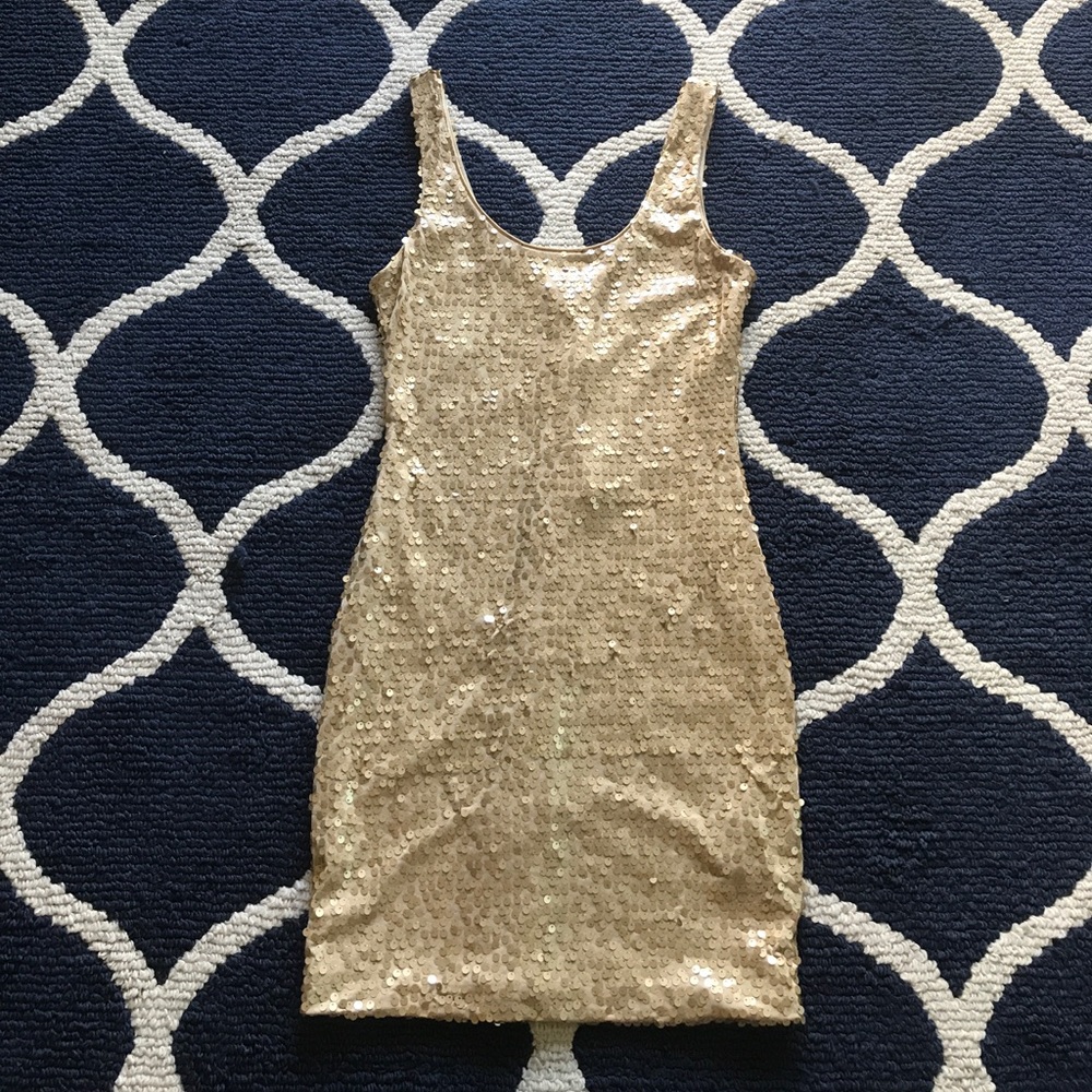 NWT Matte gold sequin dress