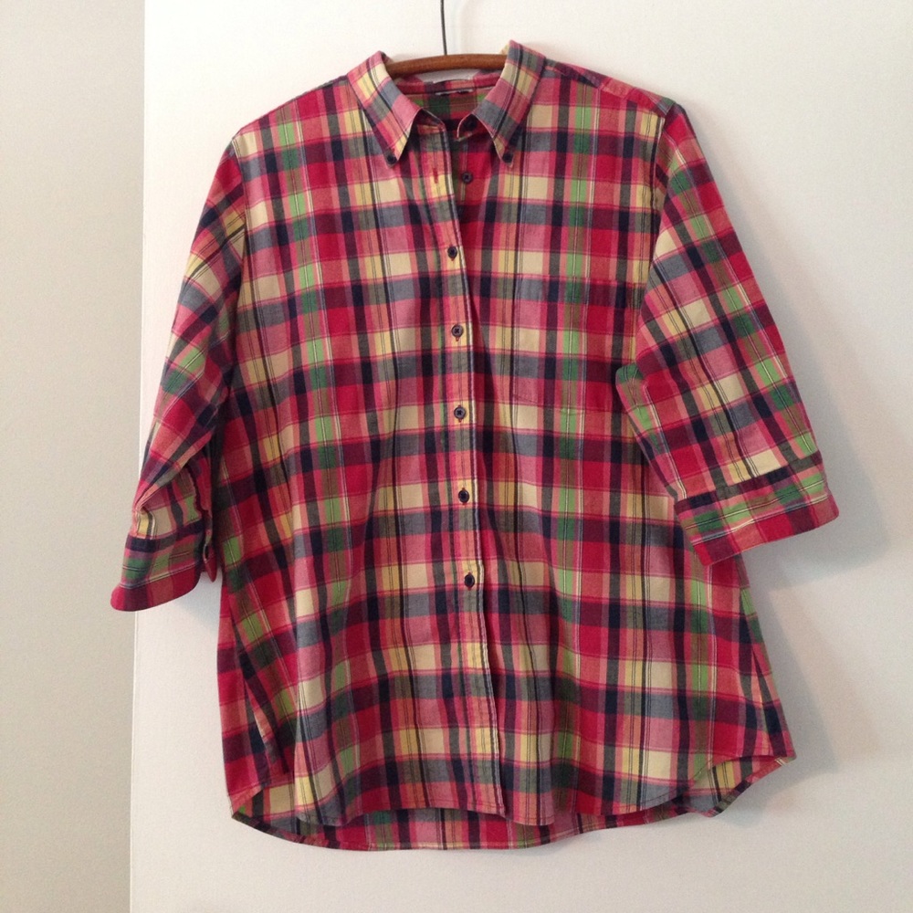Bright plaid stretch shirt