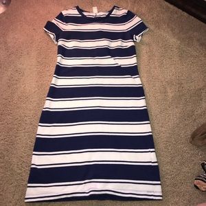 Royal blue and white pencil dress