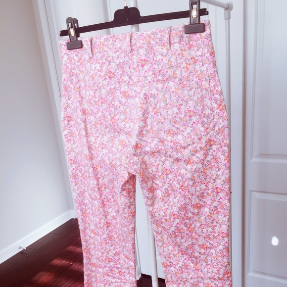 Oscar de la Renta Cotton Silk Cropped Pink Pants - Picture 4 of 6