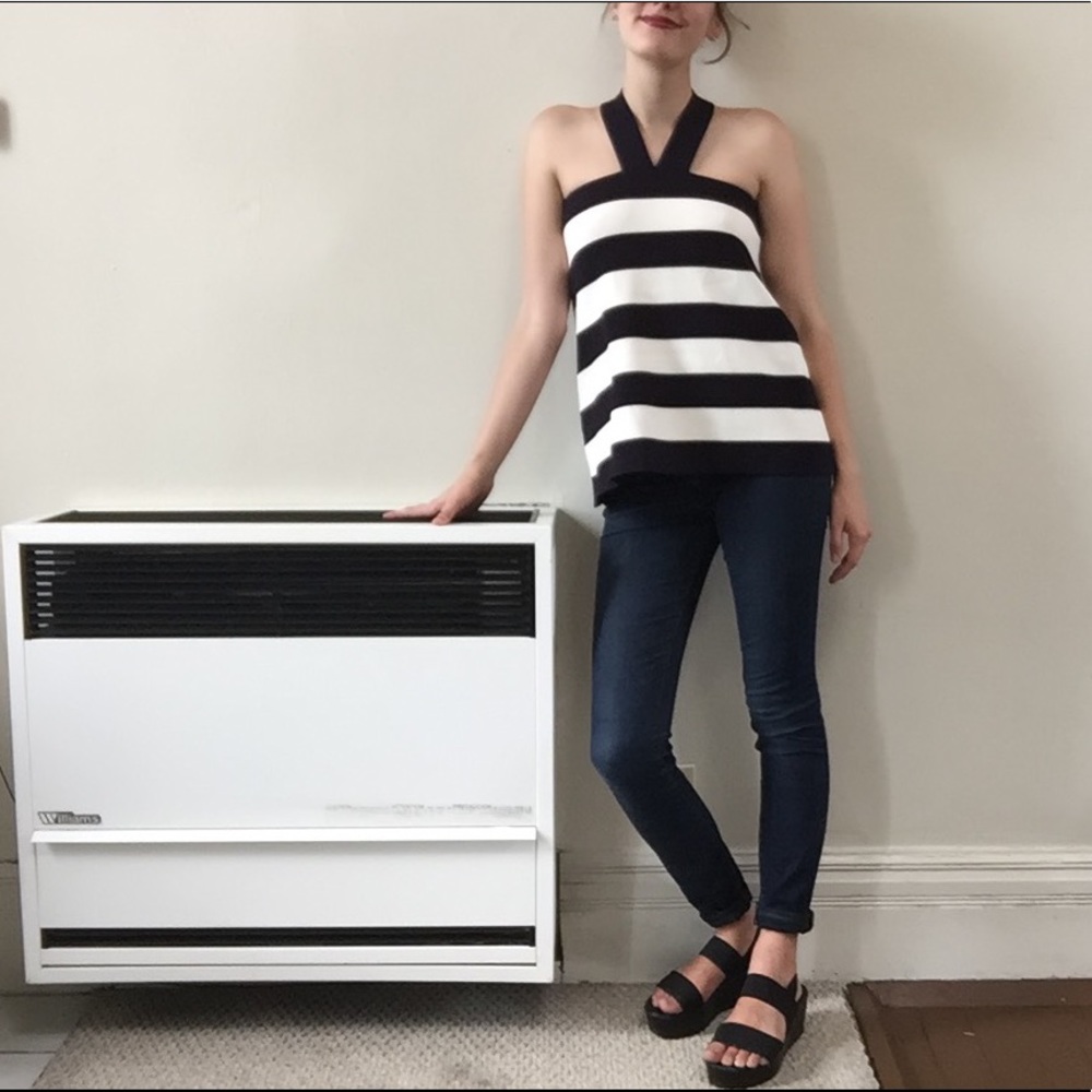 Ann Taylor navy and white striped tank
