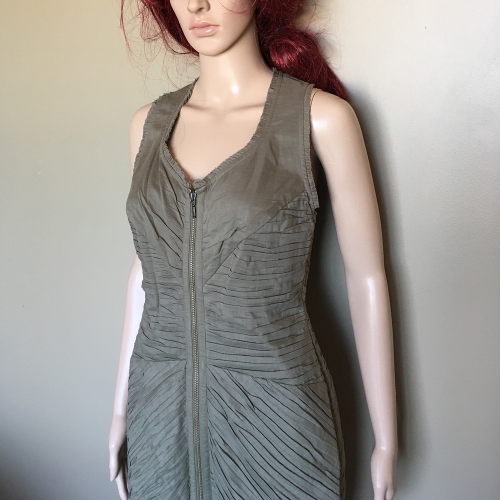 CATHERINE MALANDRINO khaki zip up dress