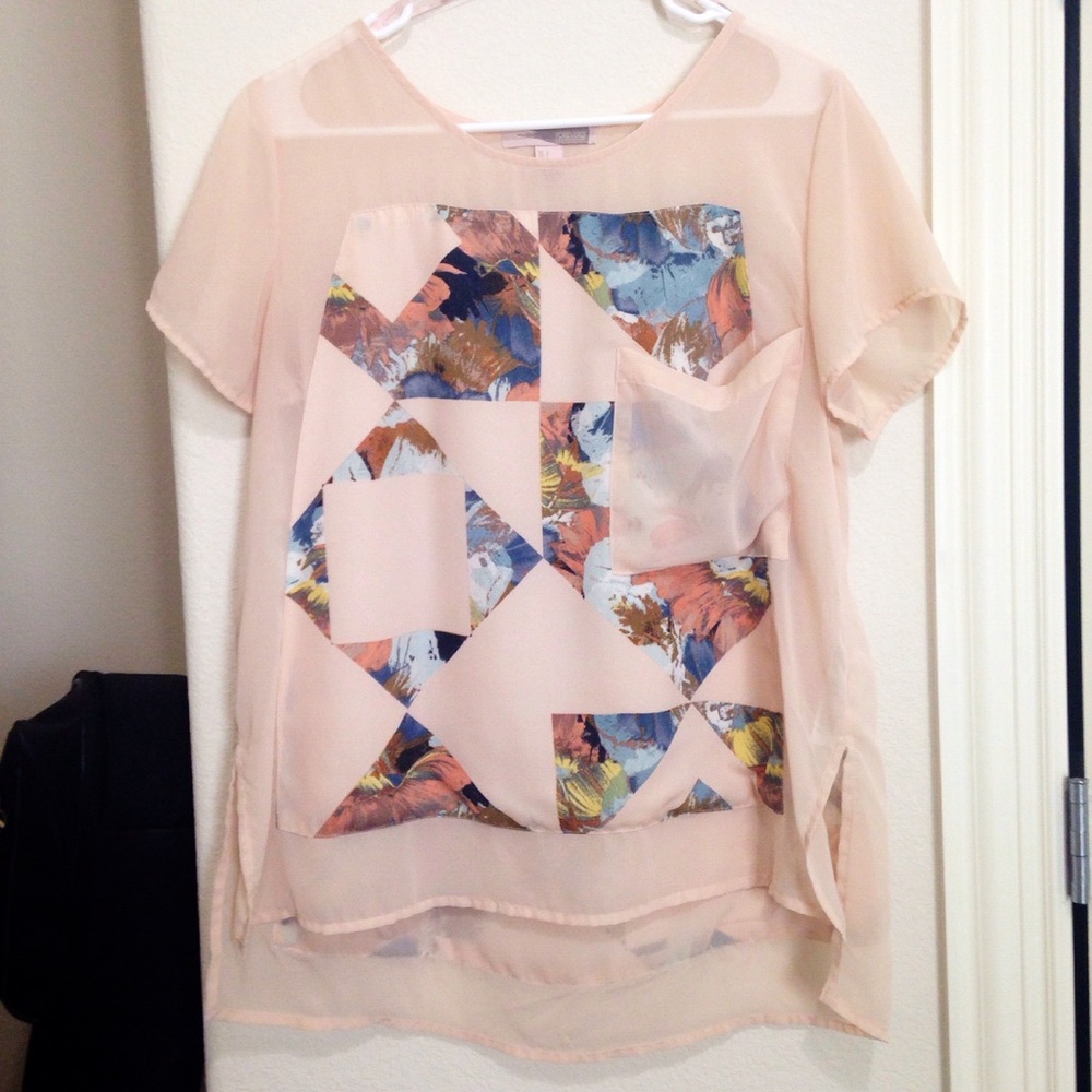 Pink Geometric Floral Print top