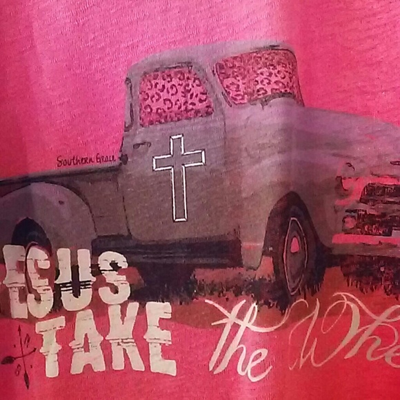 Cute top pink with cheetah see thru sleeves - Picture 3 of 3