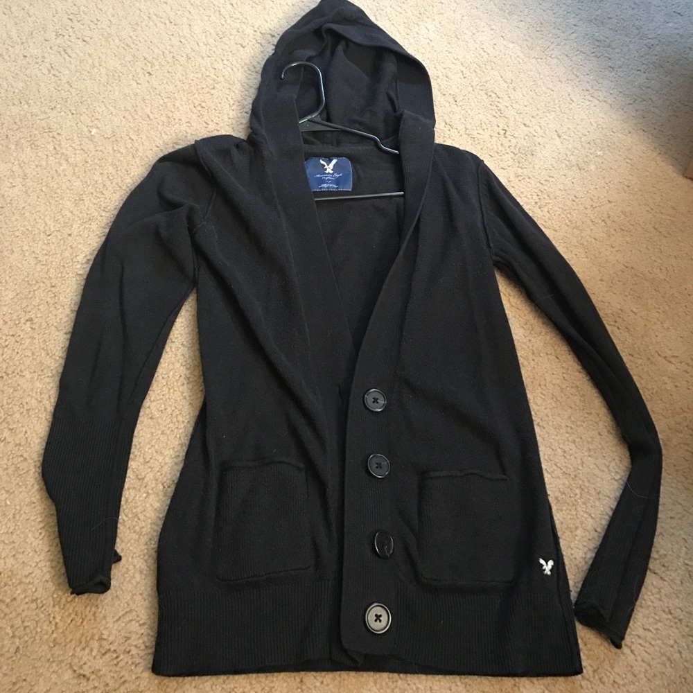 AEO Black Cardigan with Hood