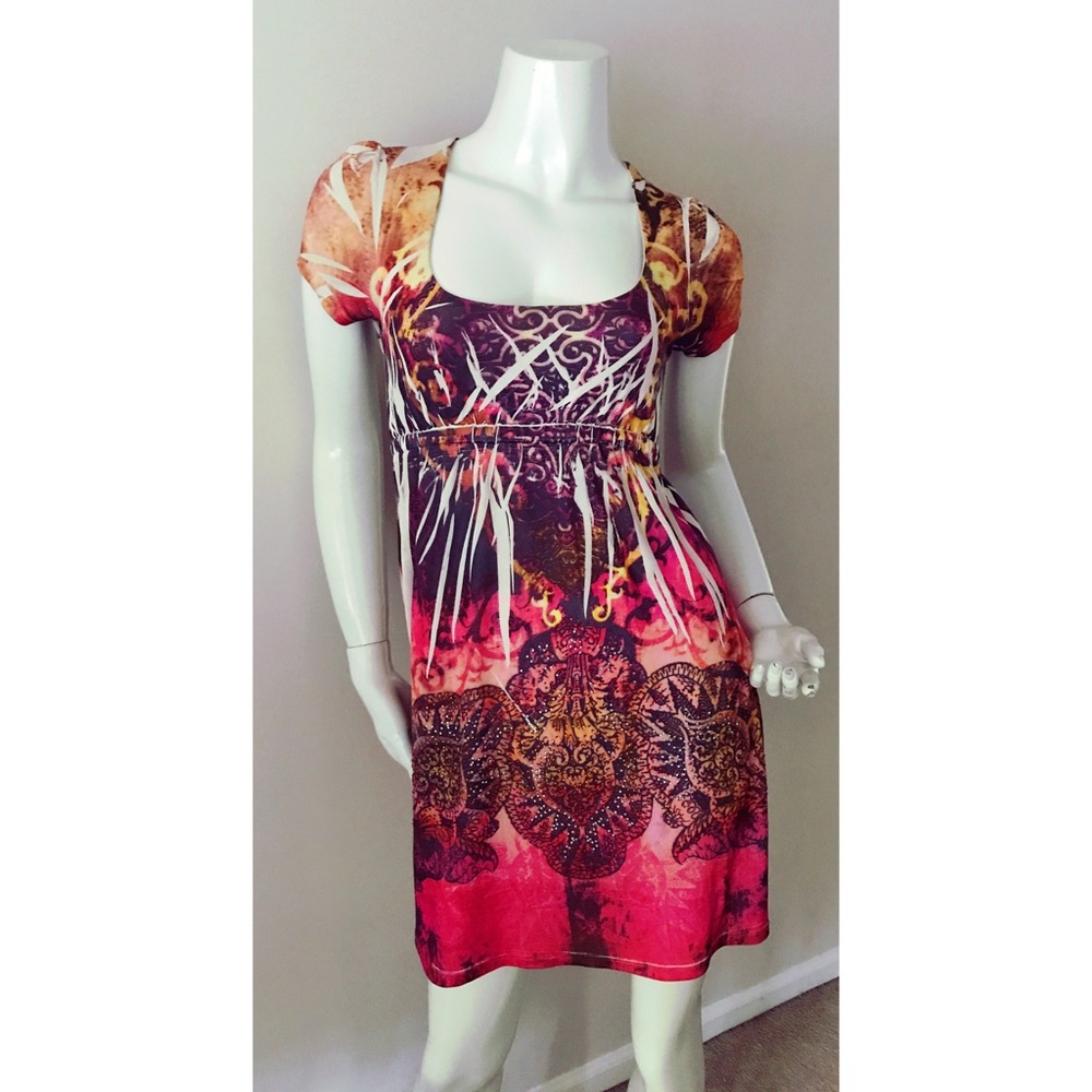 ❤️ One of a kind! Custom Print hand jeweled dress