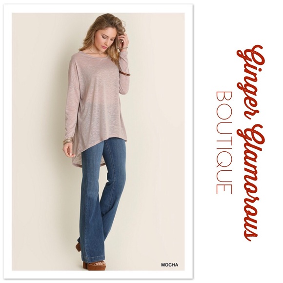 Umgee Tops - LAST ONE ⭐️ Sheer High Low Top in Mocha
