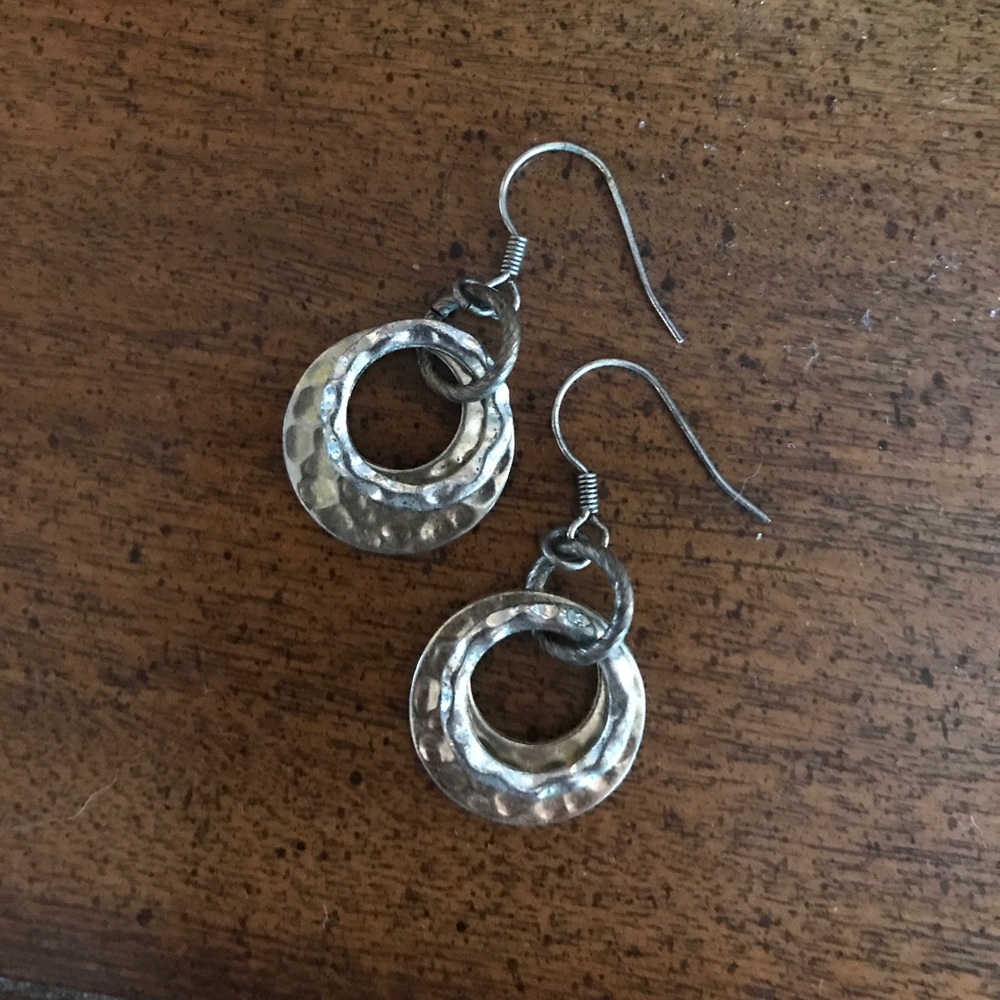Mixed Metal Dangling Hoop Earrings