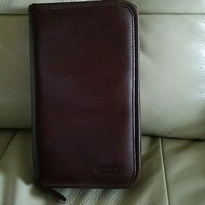 Coach Brown Leather Zip Around Organizer Wallet